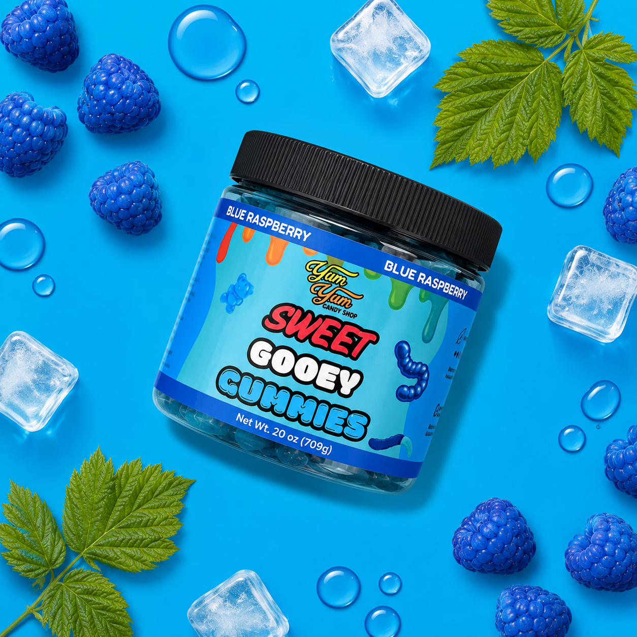 Sour Gooey Gummies β Blue Raspberry, Wild Cherry & Green Apple Candy | Yum Yum Candy Shop