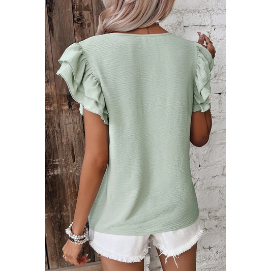 Melania - Lightweight Ruffled Sleeve Top