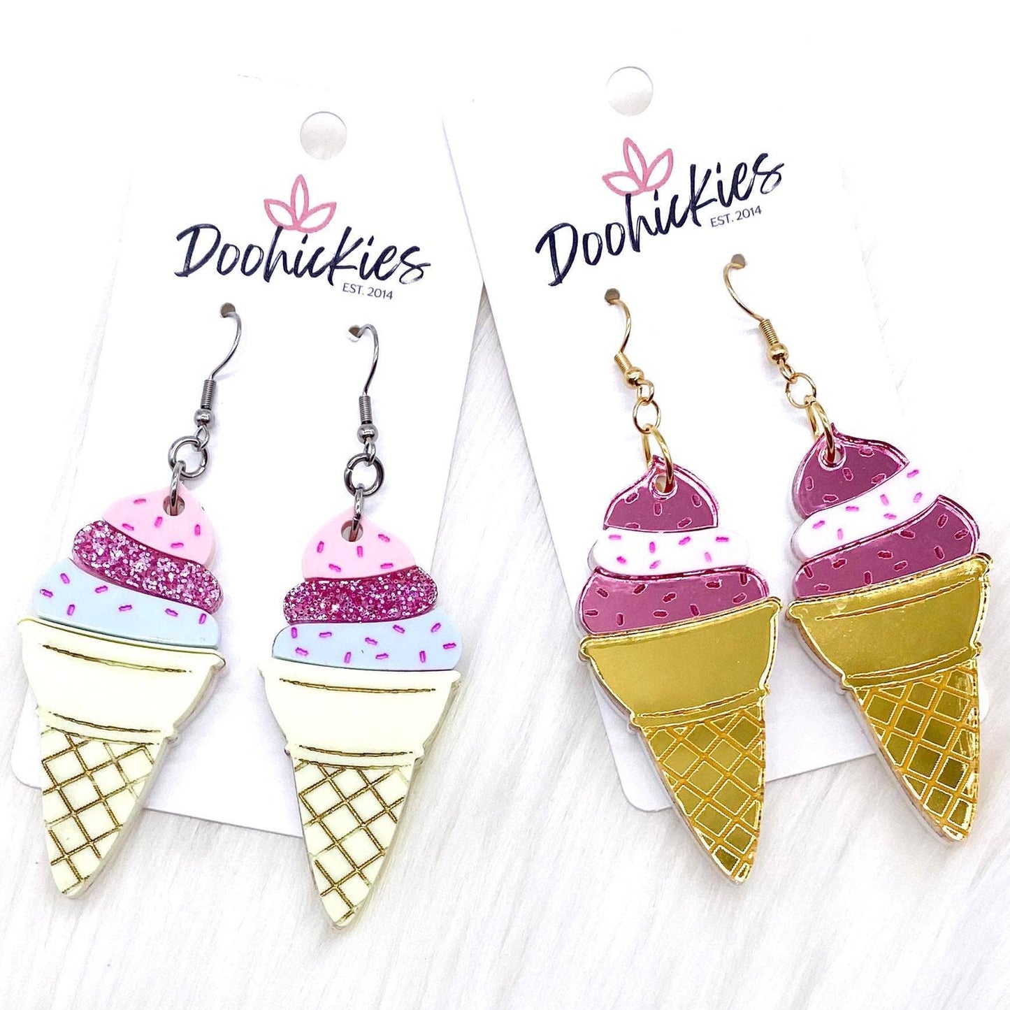 Ice Cream Cone Acrylics -Summer Earrings
