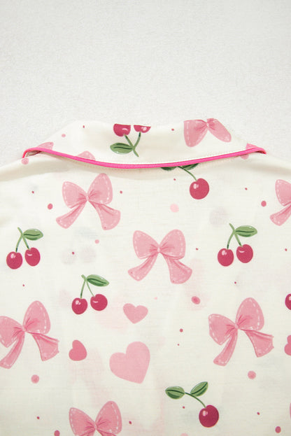 Pink Bows & Cherry Pajama Set