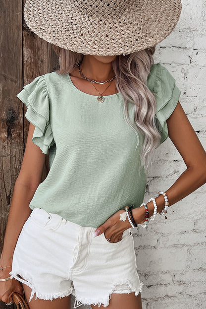 Melania - Lightweight Ruffled Sleeve Top